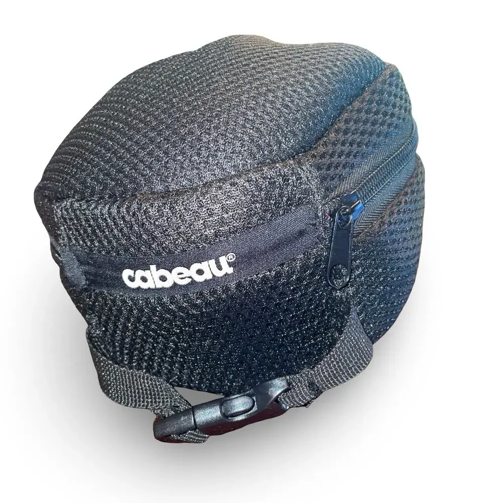Cabeau Evolution Cool Travel Neck Pillow Purple Houndstooth Case Headphones